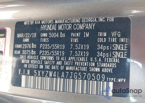 2018 Hyundai Santa Fe Sport 2.0T Ultimate from USA, damaged, VIN 5XYZW4LA7JG570509